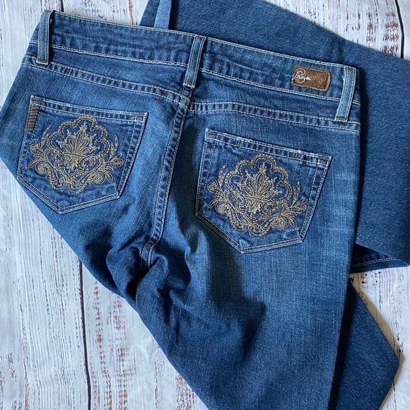 Paige Hollywood Hills Classic Rise Bootcut Embroidered Jeans 26 - Picture 4 of 8
